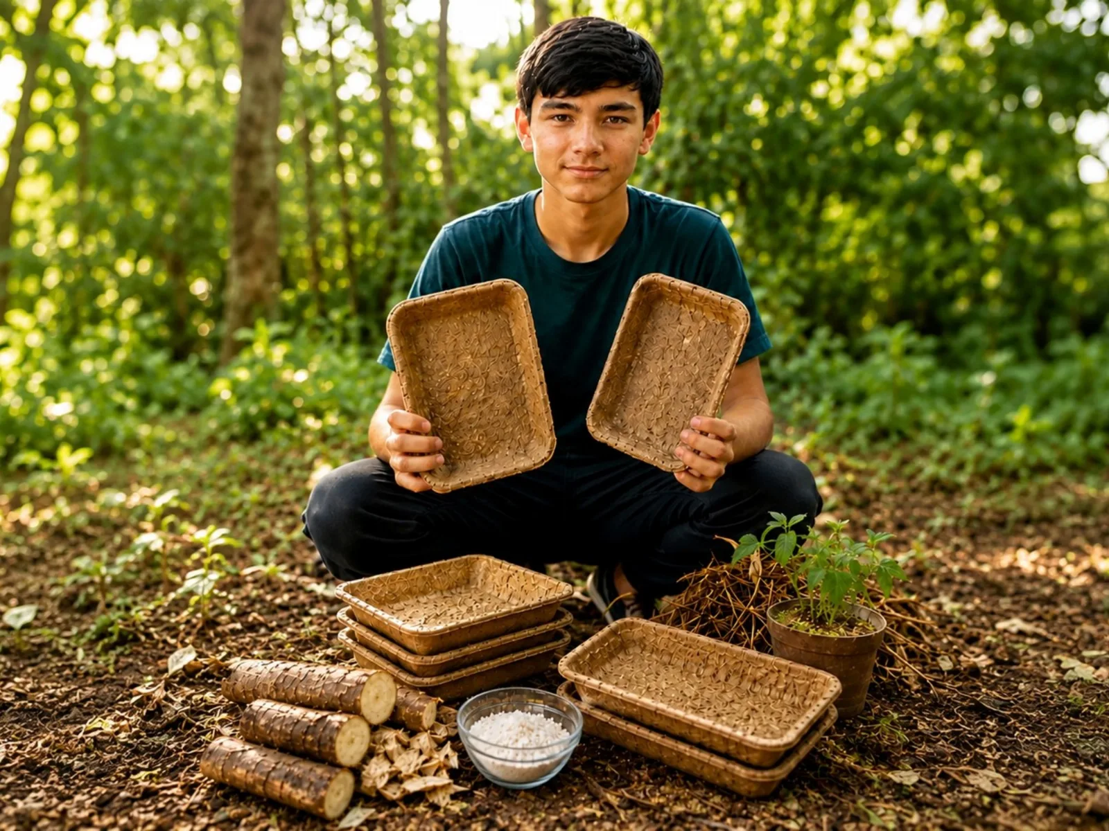Estudiante de 14 años creó bandejas biodegradables con cáscaras de yuca para reemplazar el telgopor